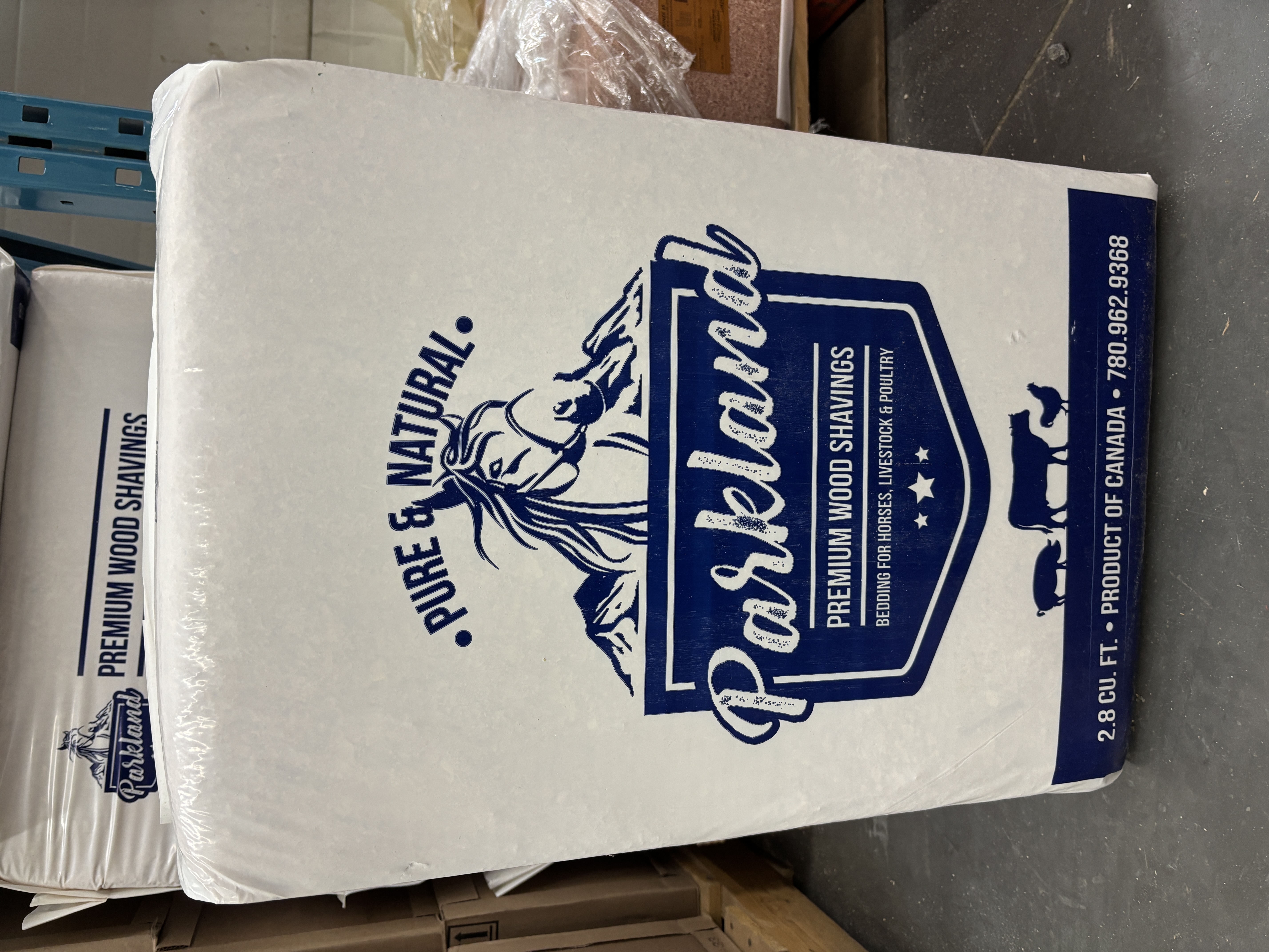 Bag of wood shavings bedding